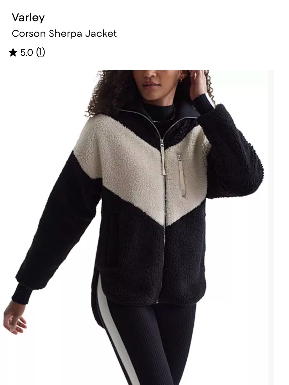 Varley Corson Sherpa Jacket - Black & Cream Chevron